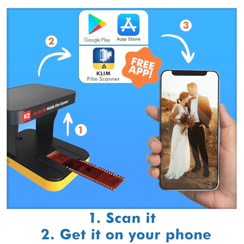 klim k2 mobile photo digitizer 35mm - positive amp negative conversion - slide and photo scanner - color developing kit essential - your own service for developing negatives at home