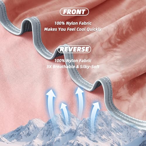 Image of inhand Cooling Throw Blanket (50 inchx60 inch), Cooling Blankets for Hot Sleepers, Absorbs Heat to Keep Adults Cool for Summer Nights Sweats, Thin Cold Lightweight Blanket for Couch Bed, Bean Paste Pink