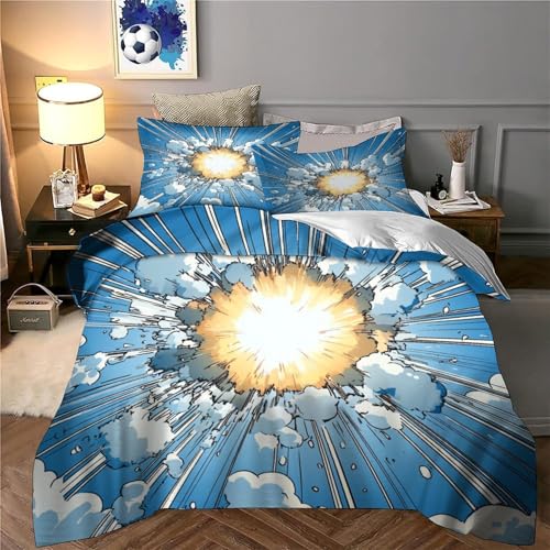 Parure de lit explosion BD anti-tache avec fermeture éclair lit single