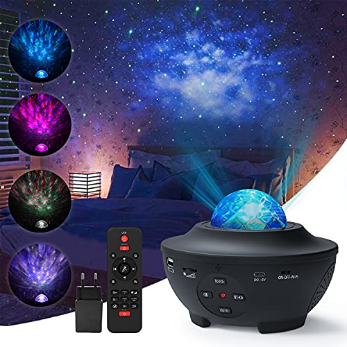 Star Light Projector for Bedroom - Galaxy Projector with LED Nebula Ocean Wave Projector Night Light with Bluetooth Music Speaker Remote Control & Timing, Star Light Projector for Ceiling Kids Room