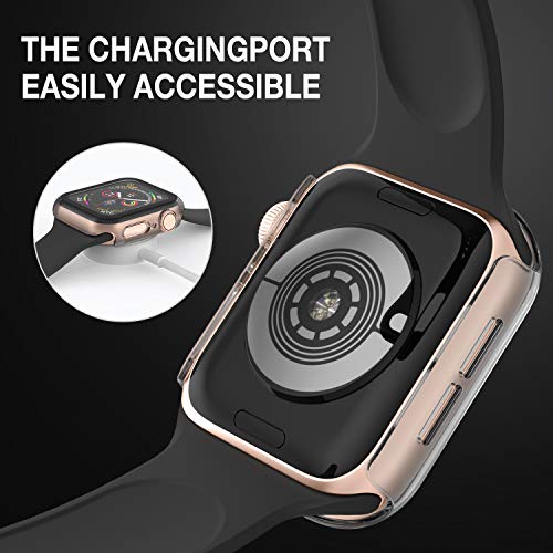 Image of Case Compatible with Apple Watch 40MM Series 6 /5 /4 /SE with Built-in Tempered Glass Screen Protector, All-Around Ultra-Thin Bumper Full Cover Hard PC Protective Case for iWatch