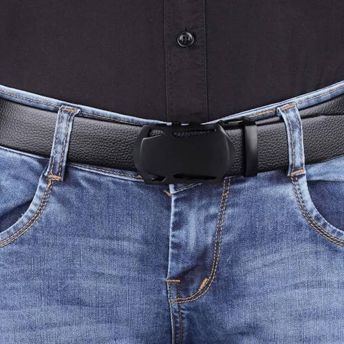 Image of NAPA HIDE Men's Auto Lock Vegan Leather Belt | Stylish Adjustable Buckle Belt for Formal & Casual Wear I Fits upto 40 Inches Waist size