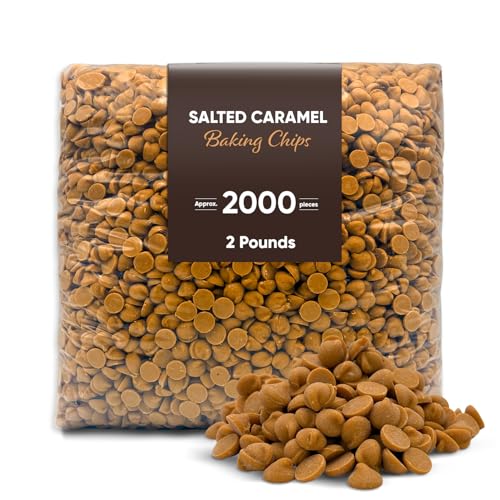 Salted Caramel Baking Chips 2 Pounds (Approx 2000 Pieces) – Bulk Pack for Cookies, Brownies, Muffins, and Desserts