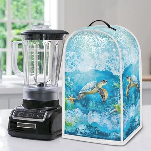 Image of Talayituse Turtle Starfish Coral Print Blender Dust Cover, Fingerprint Protection Cover for Stand Mixer or Coffee Machine, Home Kitchen Appliance Covers for Stain Dust Resistant Supplies