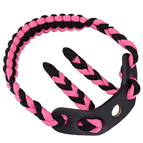Gpp Bow Wrist Sling 550 Paracord - Survival Hunting Shooting - Durable Leather,Black/Pink #TOP18