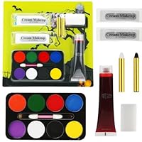 SFX Makeup Kit, Halloween Special Effect Face Body Paint Stage Makeup, Halloween Washable Fake Blood, 8 Colors Face Painting Kit SFX Makeup for Face Clothes Dress Up