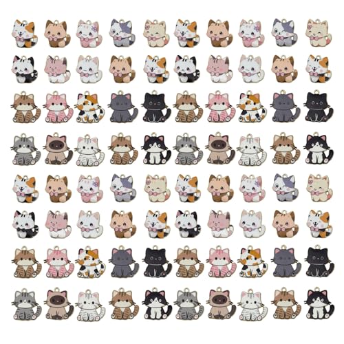 WOCRAFT 40pcs 20 pairs Assorted Enamel Bracelet Cat Charms for Jewelry Making DIY Necklace Bracelet Earrings Keychain Crafting Charms Kit Crafts Supplies (SN1376+SN1382)