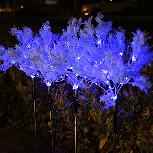 Behiller Upgraded Set Of 4 Solar Stake Lights Outdoor, 8 Modes Blue Artificial Rime Tree Lights Garden Decorations - Waterproof Outdoor Led Solar Walkway Lights For Patio Pathway Decor #TOP5
