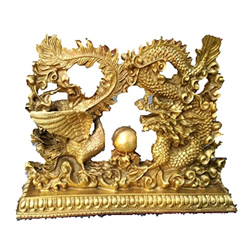 Mariage et amour favorisés grâce au dragon et phénix en cuivre