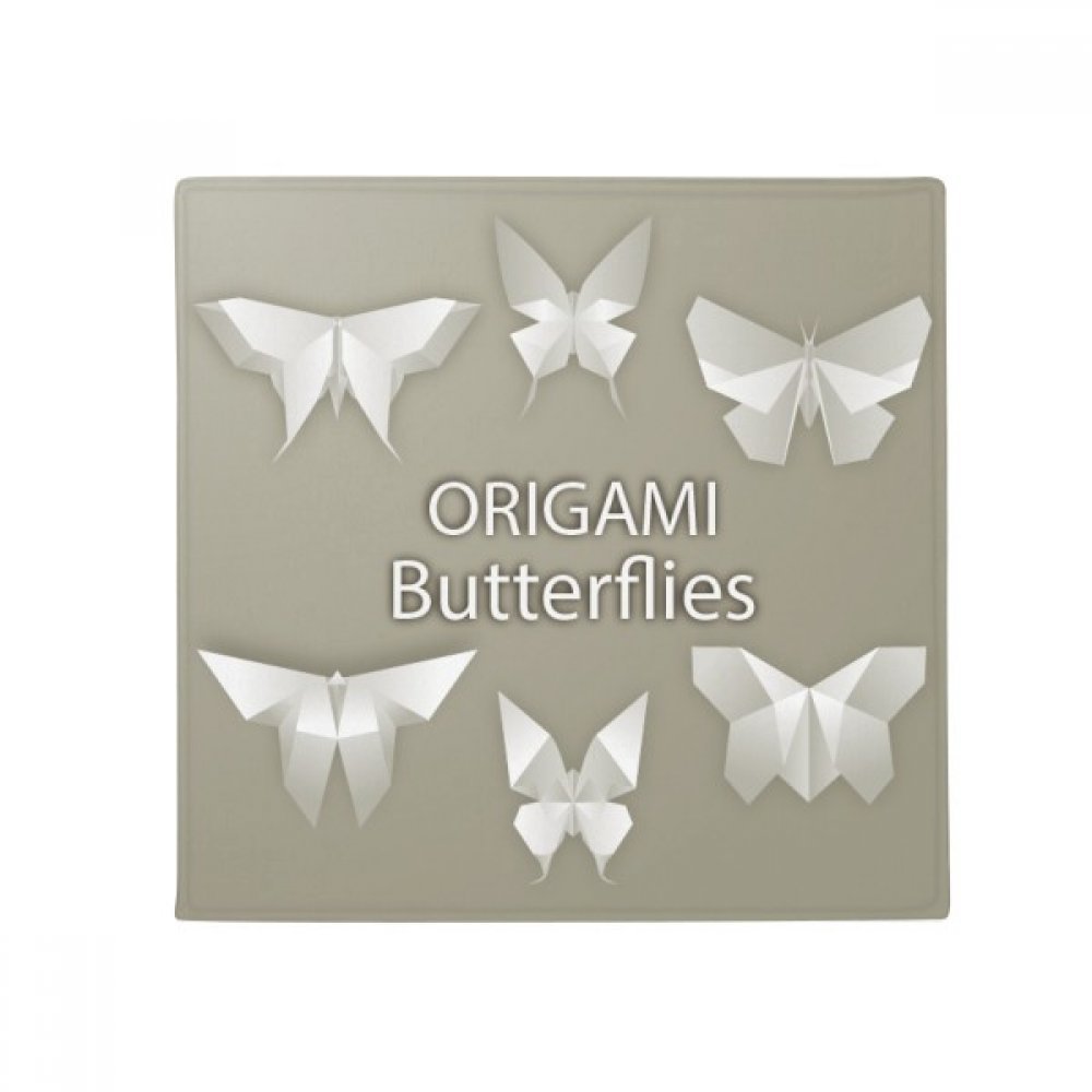 Cadeau tapis de sol 50x50cm au motif papillon origami multicolore