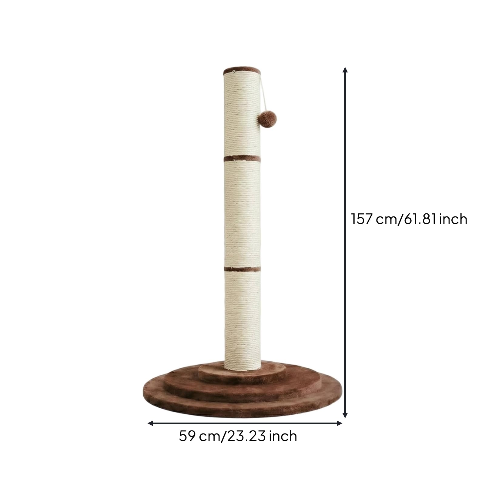 predolo Tiragraffi a Palo con Base Verticale Tiragraffi con Corda in Sisal Stabile per Soggiorno, 157CM