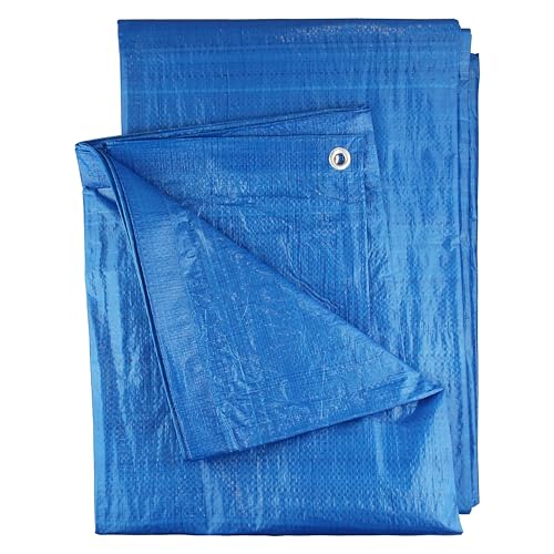 Waterproof tarpaulin builders tarp camping ground sheet cover up and weatherproof dry garden storage sheeting MASSIVE 5m x 6m (16.25ft x 19.5ft)