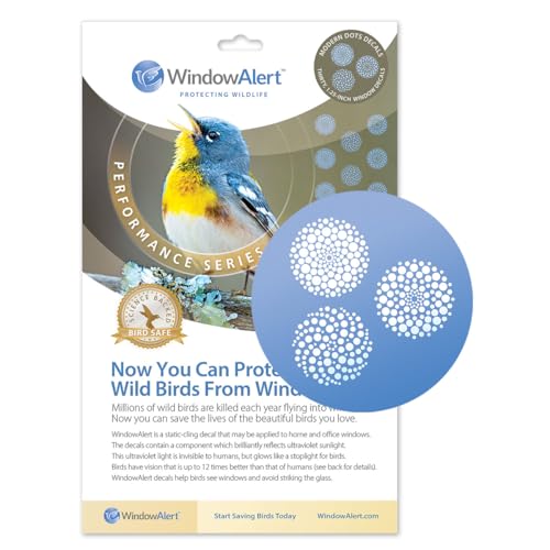 WindowAlert Performance Series Modern Dots Anti-Collision Decal - UV-Reflective Window Decal to Protect Wild Birds from Glass Collisions - Made in the USA