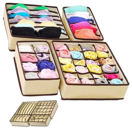 Conjunto de 4 Colmeias Organizadoras para Gavetas, Divisórias para Roupas Íntimas, Calcinhas, Cuecas e Sutiãs