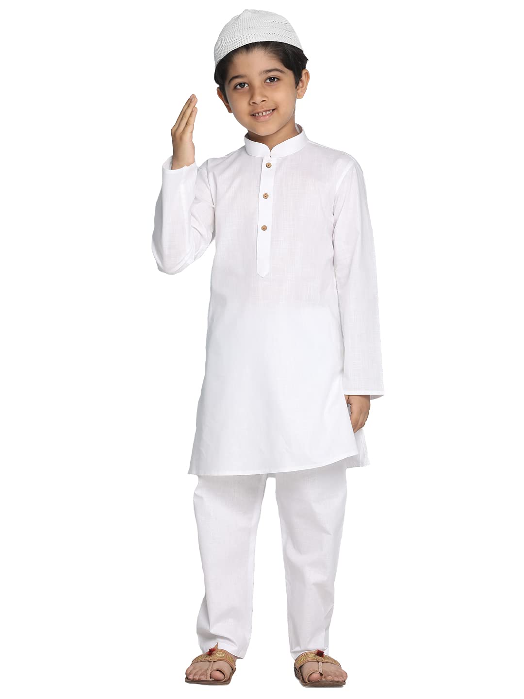 Vastramay Boys' White Kurta Pyjama Set (Vasbk122Whnpwhnc_24)