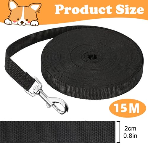 15m Schleppleine für Hunde, Schleppleine für Kleine Hunde, Ausbildungsleine, Robuste Nylon Hundeleine, Lange Hundeleine für Training und Outdoor, Ideal zum Spielen, Campen oder für den Garten