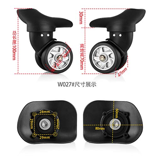 Luggage Wheels Replacement, Suitcase Wheels,Luggage Wheel, (Set of a Pair 360 Degree Swivel Luggage Mute Wheel Suitcase Replacement Repair Wheels Parts Spinner (Color : Gray)(Black)2