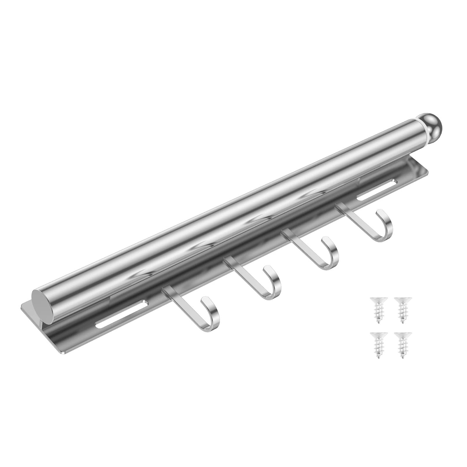 Pull Out Clothes Rail Pull-Out Closet Valet Rod Retractable Wardrobe Clothing Rail Extending Hanger Rack(Silver with 4 Hook)