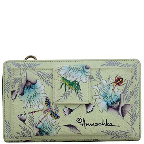 Image of Anuschka Women's Hand-Painted Genuine Leather RFID Blocking Organiser Wallet - Wondrous Wings