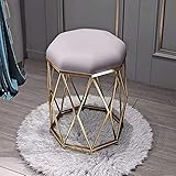 ドレッサーチェア化粧椅子イス鏡台用姫系金属製 丸いスツール ドレッシングスツール ゴールデンフランネル化粧台ベッドルームラウンジチェア モダンダイニングチェア (ピンク)