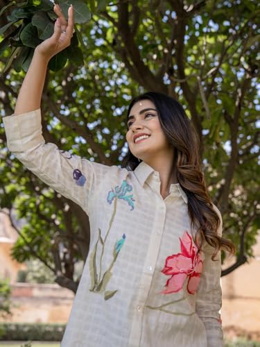Image of INDO ERA Women's Cotton Ethnic Co-Ord Set | Kurta Pant Set | Stylish Cotton Suit Set for Women,10123
