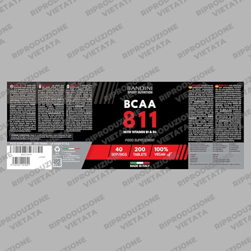 Bandini® Aminoacidi Ramificati Bcaa 8 1 1 | 200 Compresse Amminoacidi Fermentati Con Vitamina B1 E B6 | 8.1.1 Con Leucina, Isoleucina, Valina | Intra Pre Post Workout | Per Palestra | 8:1:1 100% Vegan - 5