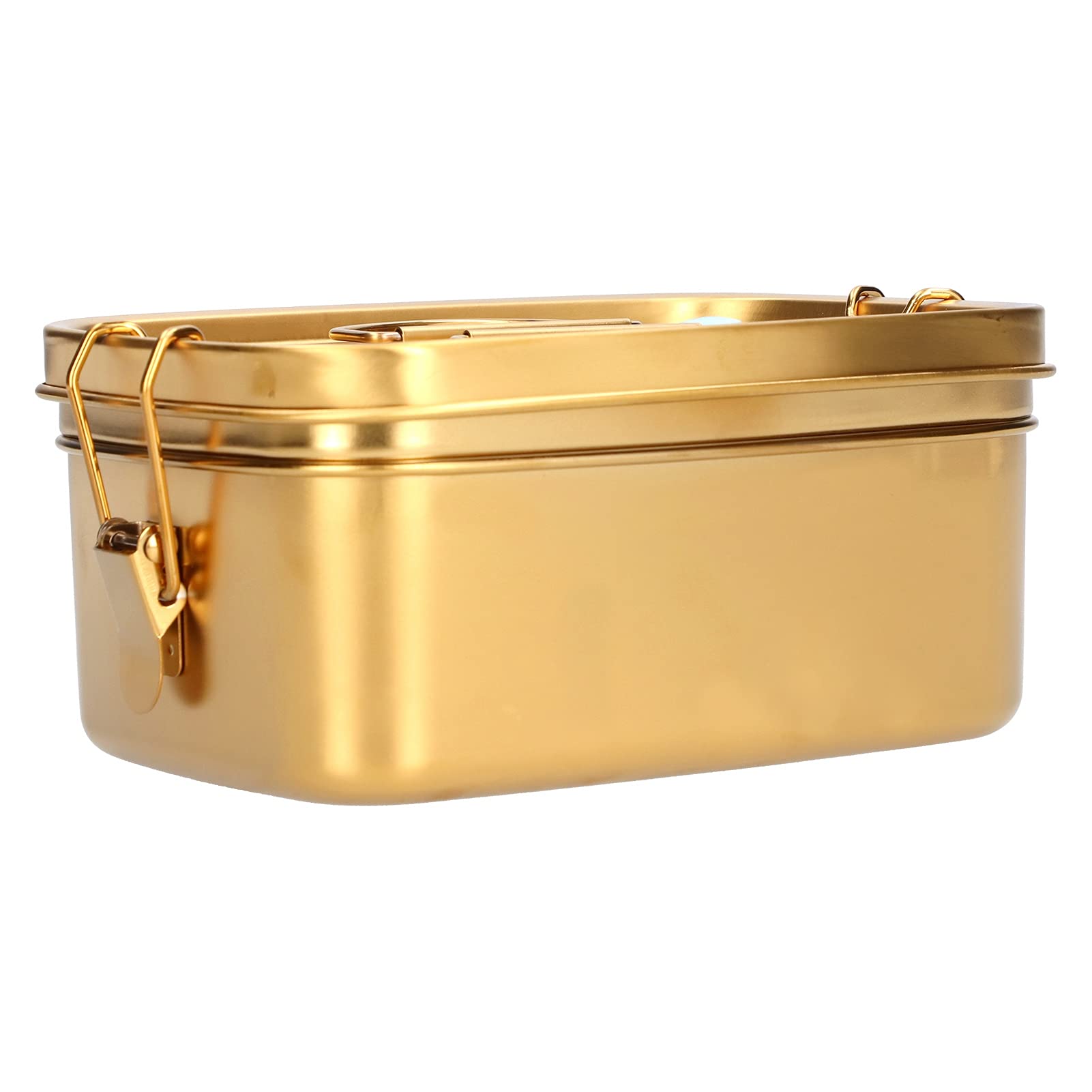 TOPINCN 1,5 L 2-lagige Brotdose Tragbare Auslaufsichere 304 Edelstahl Lebensmittelbehälter Geschirr (Gold)