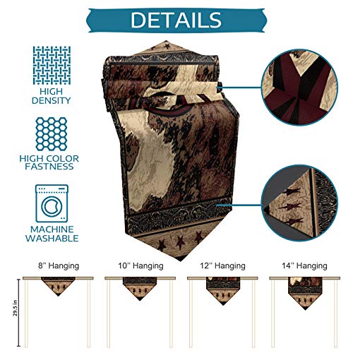 Linen Burlap Table Runner Western Texas Star On Wood Panel Rustic Vintage Style Kitchen Table Runner For Birthday Wedding Baby Shower Home Dining Table Decor,13X70 Inch #TOP6