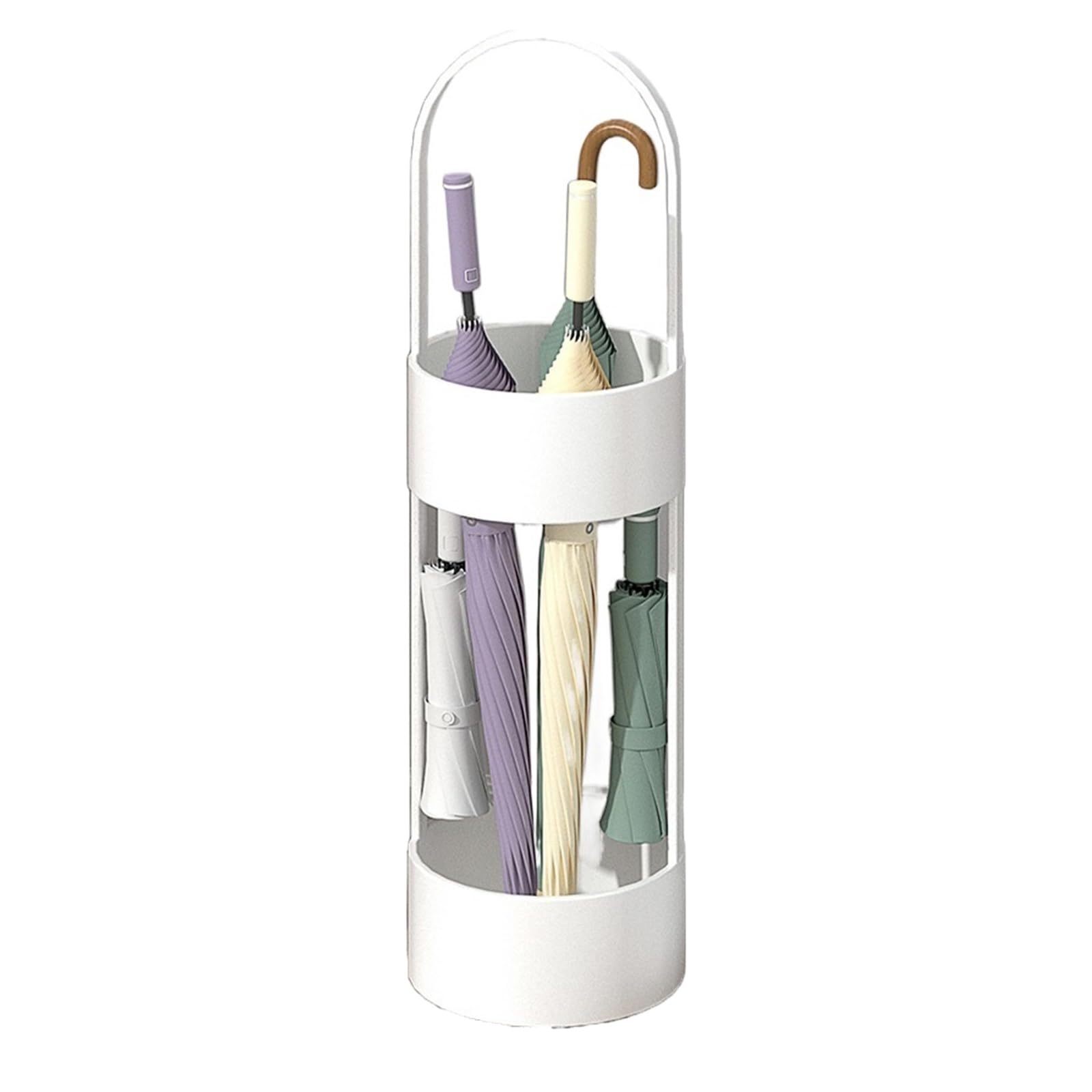 HYLYGFH Outdoor Umbrella Stand with Drip Tray Metal Holder for Entryway Ideal for Grocery Stores SupermarketsStylish White Design (A)