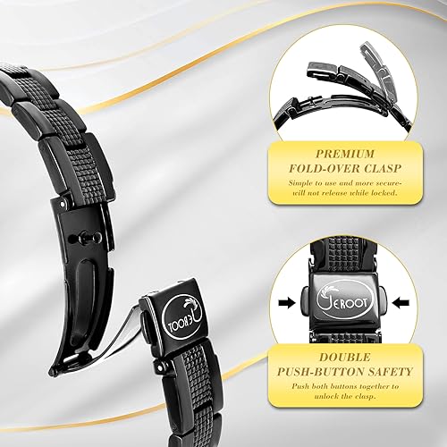 JEROOT Magnetic Bracelet Women's Titanium Steel Tree of Life World Tree Black Magnetic Bracelet Men with Ultra Strength of 6000 Gauss Magnets Adjustable - Image 3