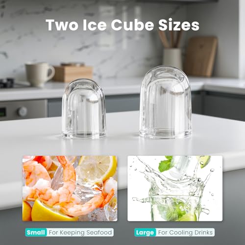 Image of OLIXIS Countertop Ice Maker Machine with Handle, Auto-Cleaning Portable Ice Maker with Basket & Scoop, 26lbs in 24Hrs & 9 Cubes in 6 Mins, 2 Cube Sizes, for Home Party Camping RV, Black