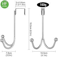Vista 2 de HFHOME Paquete de 2 ganchos dobles para colgar sobre la puerta, organizador de ganchos dobles de metal para colgar abrigos, sombreros, batas