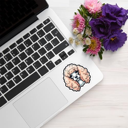Image of Cute Poodle Dog Sticker Vinyl Decal Waterproof Dog Lover Sticker for Laptop Water Bottle Car Notebook Window Pet Lover Gift Puppy Dog 5 Inch