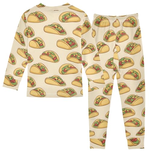 Burritos Pattern Cute Pajama Sets Long Sleeve Top and Pants, Snug Fit Sleepwear for Night Wears2