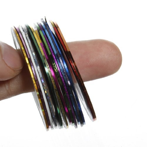 18 Colors Rolls Nail Striping Tape Line Sticker Tray Set