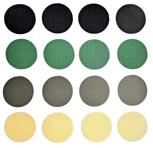 everest 1953 16er Set x-Repair Patch Selbstklebender Reparatur Aufkleber Kreise schwarz, grün, Oliv, beige Nylon Flicken für Zelte, Rucksack, Markisen, Schlauchboot, Luftmatratze, Daunenjacke