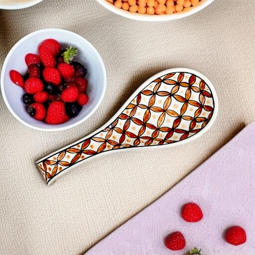 Image of Malaikah Ceramic Spoon Rest Print Pack of 4 for Home, Kitchen, Dining, Kitchen Decor & Gifting
