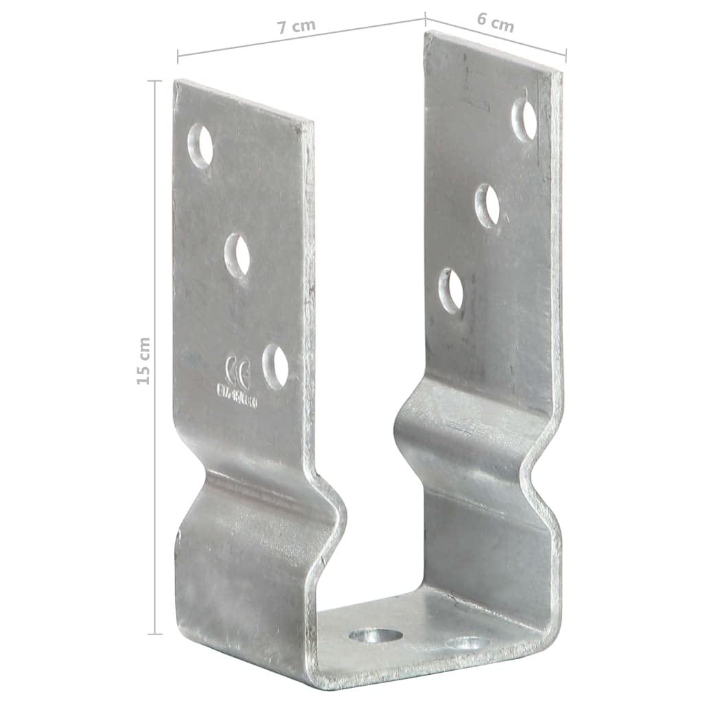 Verzinkter Stahl Pfostenträger Set 12 STK. Silbern 7×6×15 cm, Pfostenschuhe mit vorgebohrten Löchern für sichere Montage von Gartenzäunen und Außenbauten