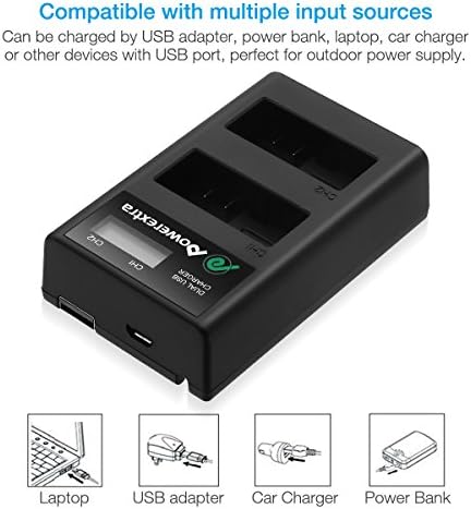Powerextra Replacement Canon LP-E8 Battery and Dual LCD Charger 2 Pack 1800mAh,Compatible with Canon Rebel T3i,T2i,T4i,T5i,EOS 600D,550D,650D,700D,Kiss X5,X4,Kiss X6 Digital Camera