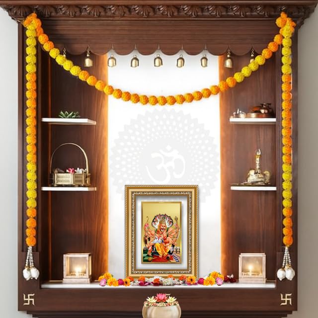 Image of DIVINITI Lord Narasimha 24K Gold Plated Foil Wall and Tabletop Photo Frame for Home Decor, Puja Room, Living Room, Office, Luxury Gifting | DG Frame 112 S2.5 (26x20 CM)