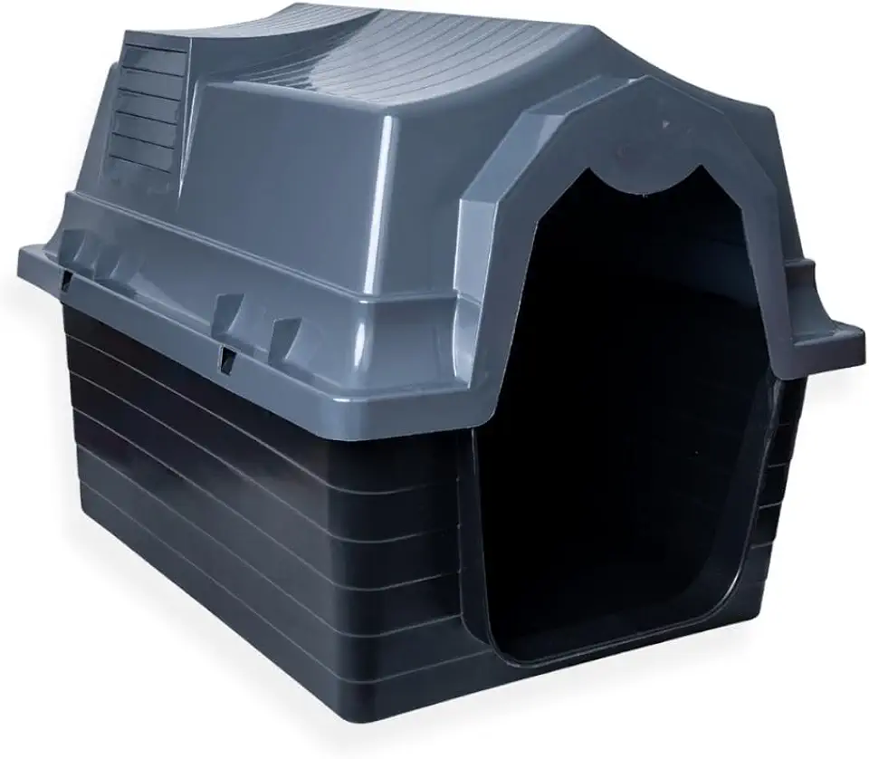 Casinha para Cachorro N4/Universal com Proteção UV, Casa Pet Resistente para Cães Pequenos e Médios, Uso Interno e Externo (Cinza - N4)