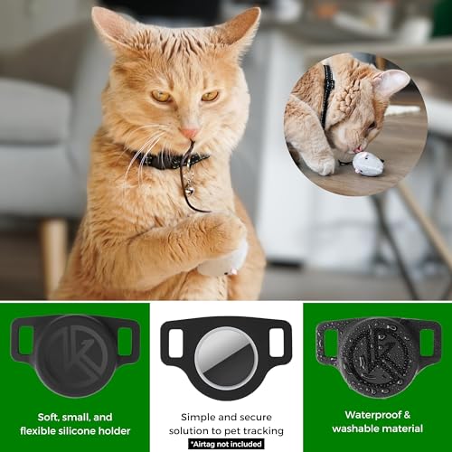 Kitty Kompass Airtag Holder Cat Tracking Collar - Breakaway, Reflective Kitten Collar with Apple Air Tag Holder and Bell for Girl Boy Cats