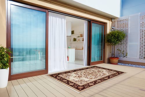 Tapis vinyle rouge pour masquer un vieux sol de balcon