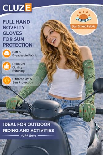 Image of Women's Driving Gloves, Printed Cotton Full Hand Summer Gloves for Protection from Sun Burn /Heat /Pollution (Pack of 1 Pair)