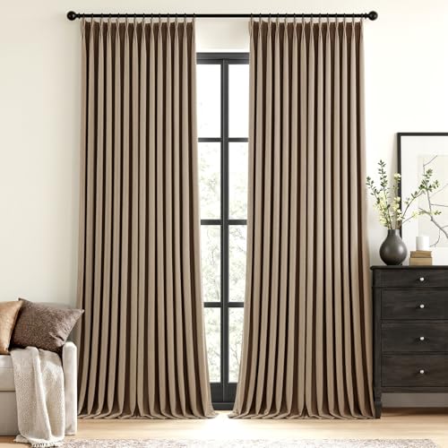 MIULEE Cafe Brown Blackout Linen Curtains, 96