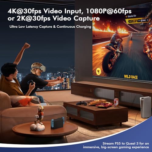 Image of Guermok 4K USB3.0 HDMI Capture Card with PD 100W, 2K@30FPS or 1080P@60FPS | HDMI to USB-A /C Video Capture Card for OBS Streaming, Works with iPad Quest 3, MacOS, Switch2 /1 PS5 /4, Xbox, Camera, Black