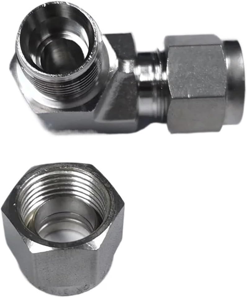Double Ferrule OD Union Elbow Compress Pipe Fitting 1/8" 1/4" 3/8" 1/2" 3/4" Tube Fitting for Compression Plumbing(1/2")