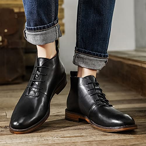 Image of rismart Dress Stylish Boots Men Leather Ankle High Winter Shoes