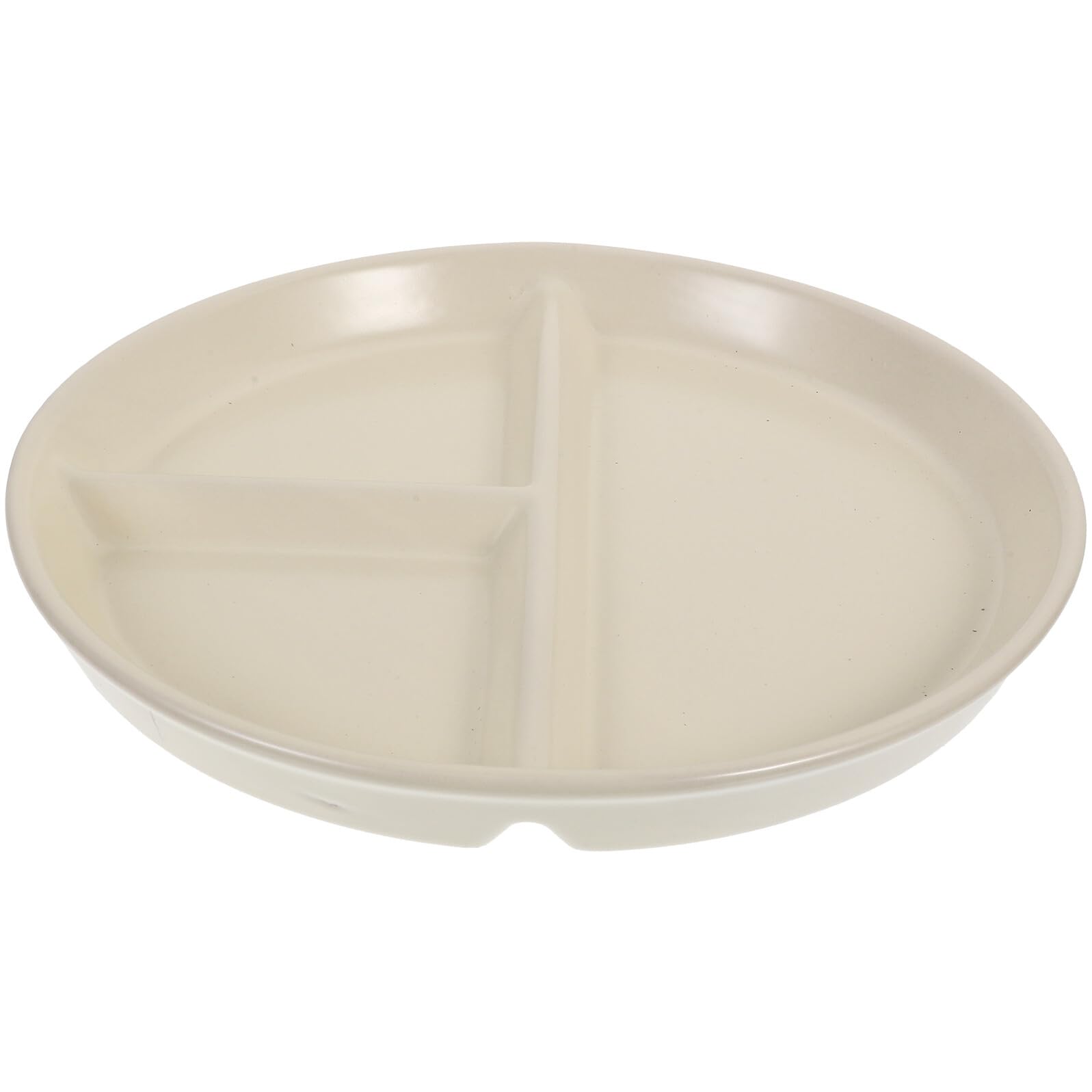 Assiette Compartimentée en Céramique Blanche Crème 3 Compartiments, Assiette de Rationnement pour Adultes, Plaque Solide Anti-dérapante, pour Repas Équilibrés et Contrôles