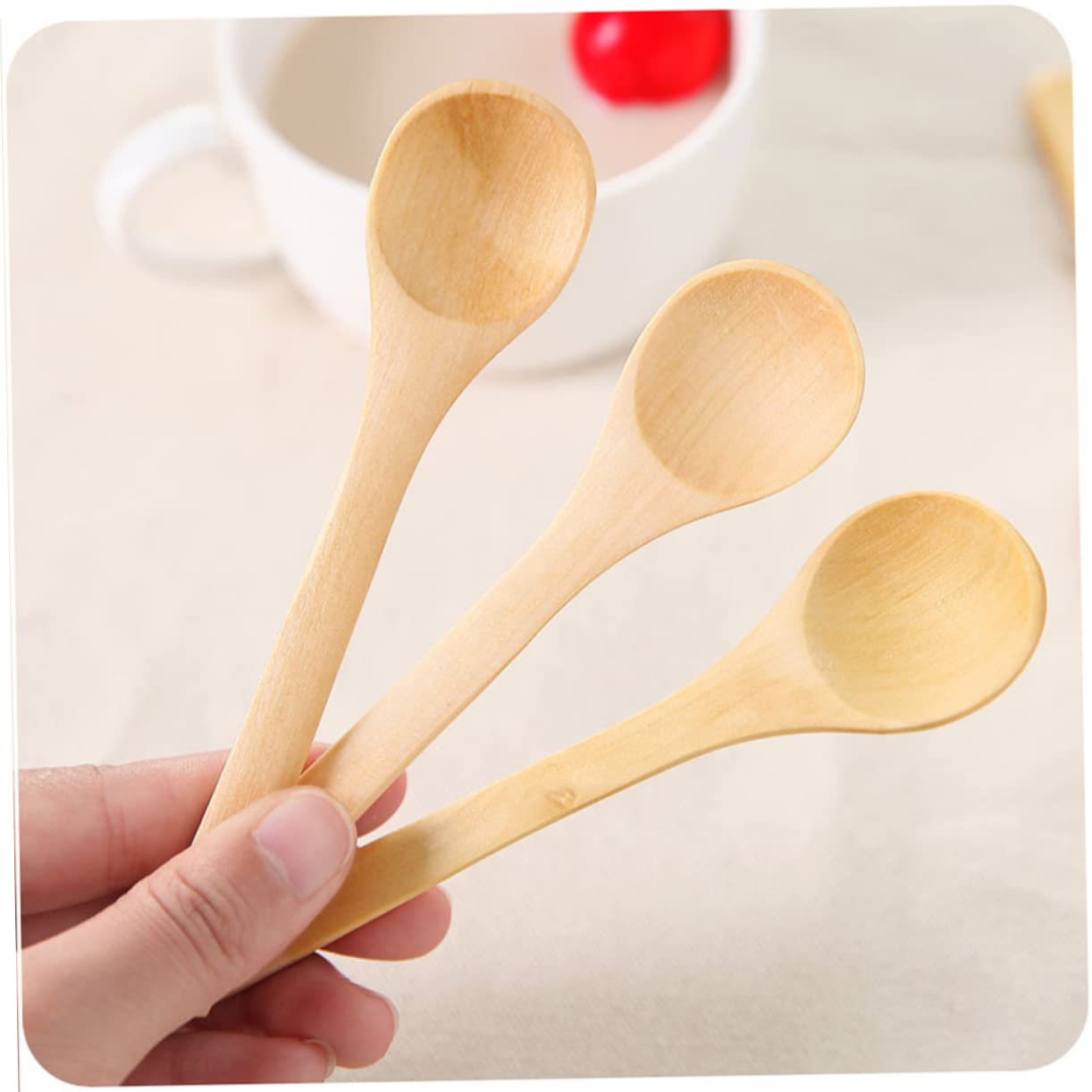 10pcs Wooden Soup Spoon for Seasoning Honey Food Grade Tableware for Parties Special Occasions Odorless Cooking Utensils